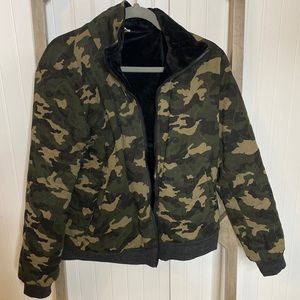 Reversible camo bomber jacket